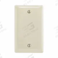 HUBBELL Wall Plate: Blank, 1 Gang, Almond, Jumbo Size (MPN NPJJ13LA). Key specifications — Brand: HUBBELL; Material: Nylon.