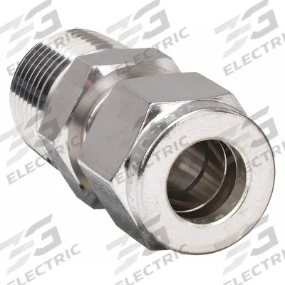 PARKER Compression Fitting Adapter: x 1/2 in Pipe x 3/8 in Pipe Fitting Size - Double-Ferrule Stainless Steel Fittings