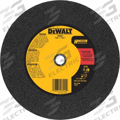 DEWALT Abrasive Cut-Off Wheel: Type 1, 14" x 7/64" x 1", Aluminum Oxide, 24 Grit - General Purpose Cut-Off Wheels for Carbon & Stainless Steel