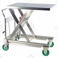 APPROVED VENDOR Scissor Lift Table: Not Powered, 1,100 lb Load Capacity, 35 1/2 in L x 23 1/2 in W (MPN CART-1100-SS). Key specifications — Platform Material: Stainless Steel; Brand: APPROVED VENDOR.