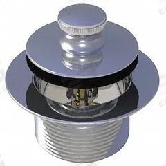 WATCO Drain Stopper: Brass, Chrome-Plated, 2 in Overall Dia, Push and Pull, 2 7/8 in Fits Drain Size (MPN 38325-CP). Key specifications — Color: Silver; Includes: Strainer Body; Material: Brass.