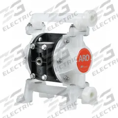 ARO Double Diaphragm Pump: Polypropylene Body, 3/8 in, NPT Connection, 10.6 gpm, 230 ft Max. Head (MPN PD03P-APS-0NA). Key specifications — Brand: ARO; Seat Material: PP; Check Valve Material: Neoprene.