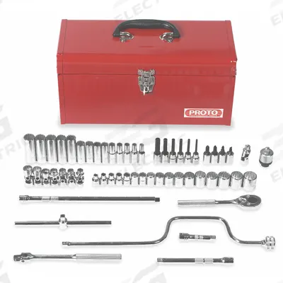 PROTO Socket Wrench Set: 3/8 in Drive, 57 Piece, 12-Point, Metric - Metric Socket Sets with Bit Sockets & Drive Tools
