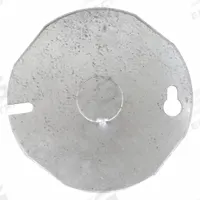 RACO Ring Cover: Centered Knockout, Steel, 3.5 in Overall Lg, 3.5 in Overall Wd, 0.12 in Overall Dp (MPN 703). Key specifications — Brand: RACO; Material: Steel; Cover Design: Centered Knockout.