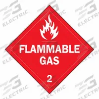 BRADY DOT Container Placard: Flammable Gas 2, 10 3/4 in x 10 3/4 in, 10 3/4 in Label Ht, Vinyl (MPN 63408). Key specifications — Brand: BRADY; Message: Flammable Gas 2.