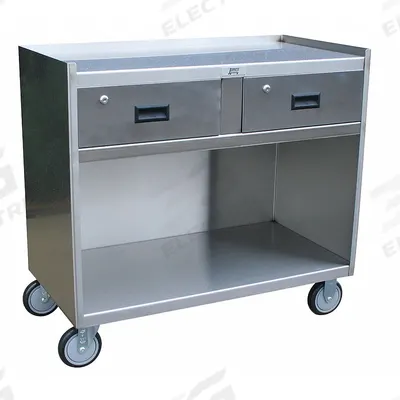 JAMCO Corrosion-Resistant Stainless Steel Mobile Workstation: 36 in x 18 in, Stainless Steel - Mobile Cabinet Benches with Open Storage & Drawers