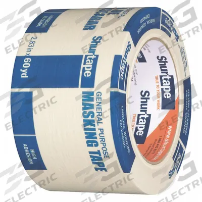 SHURTAPE Masking Tape: CP 105, Tan, 2 13/16 in Roll Wd, 60 1/8 yd Overall Roll Lg - General Purpose Masking Tape