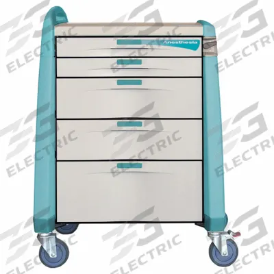 CAPSA HEALTHCARE Anesthesia Cart: Polymer, (1) Swivel with Brake/(3) Swivel, Green - Medical Procedure Carts
