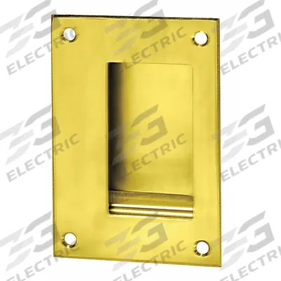 ROCKWOOD Recessed Pull Handle: Threaded Holes, Brass, Gold, Tray, 5 in Overall Lg - Rectangular Recessed Pull Handles