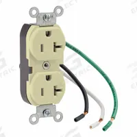 LEVITON Duplex Receptacle Outlet: Duplex, 5-20, Ivory, 125V AC, 20 A, 2 Pole / 3 Wire (MPN 5362-LI)