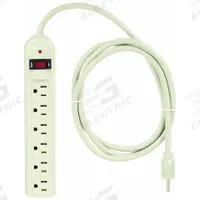 APPROVED VENDOR Outlet Strip: 6 Outlets, 6 ft Cord Lg, 1,050 J Rated Energy, 15 A Current, White (MPN 52NY55). Key specifications — Brand: APPROVED VENDOR; Mounting Style: Keyhole.