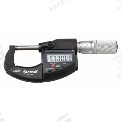 STARRETT Digital Outside Micrometer: 0 in to 123/125 in /0 mm to 25 mm, Inch/Metric - Micrometers with SPC Output for Harsh Environments