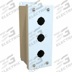HAMMOND Push Button Enclosure: 22mm, 3 Holes, Carbon Steel, NEMA 12/13 (MPN MPB3LG). Key specifications — Brand: HAMMOND; Environments & Applications: Oil-Tight and Dust-Tight.