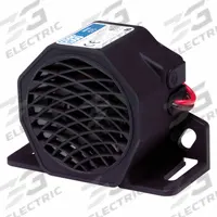 ECCO Vehicle Backup Alarm: Fixed, Tonal, 107 dB Max Sound Level, 12-24V DC, 107 dB Min Sound Level (MPN 575). Key specifications — Alarm Tone Type: Tonal; Mount Type: Bolt; Connector Type: 8-32 Uni Stud Connector; Brand: ECCO; SAE Type Rating: Type B; Operating Voltage: 12-24V DC.