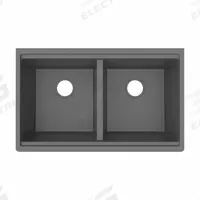 ELKAY Sink: 32 1/2 in Overall Lg, 20 in Overall Wd, 9 1/2 in Bowl Dp, 14 3/4 in Bowl Lg, 2 Bowls (MPN ELGU3322WOGT0). Key specifications — Brand: ELKAY; Faucet Handle Type: None; Color Family: Silver/Gray.
