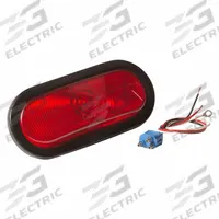 GROTE Stop/Turn/Tail Light: Incandescent, Stop Light, Red, Oval, 2 1/4 in Overall Ht, Pigtail (MPN 52572). Key specifications — Standards: FMVSS 108; Electrical Connection: Pigtail; Brand: GROTE; Installation Type: Permanent; Lens Color: Red; Mount Type: Grommet; Lighting Technology: Incandescent; Light Type: Stop Light.