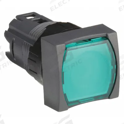SCHNEIDER Flush Push Button: Green, 16 mm Mounting Size, Non-Metallic - Illuminated Flush-Mount Push-Button Operators