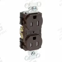 HUBBELL Receptacle: Duplex, 5-15, Brown, 125V AC, 15 A, 2 Pole / 3 Wire (MPN BR15TR)