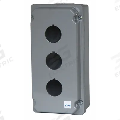 EATON Push Button Enclosure: 30mm, 3 Holes, Cast Zinc - Enclosures for 30mm Operators