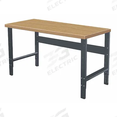 HALLOWELL Workbench: Adj Ht, 48 in x 30 in, Black - Particleboard-Top Workbenches
