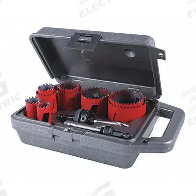 MORSE Hole Saw Kit: 12 Pieces, 1 15/16 in Max. Cutting Dp, Bi-Metal - Multi-Material-Cutting Hole Saw Kits