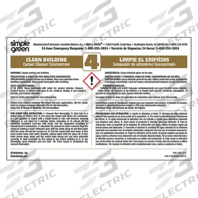 SIMPLE GREEN Secondary Bottle Label: 4 in Ht, 6 in Wd - Secondary Container Labels and Tags
