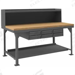 DURHAM MFG Workbench: Fixed Ht, Maple, 72 in x 36 in, 12,000 lb Overall Load Capacity, Gray (MPN HDWBMT3672RS6DR95). Key specifications — attr562373: DURHAM MFG.