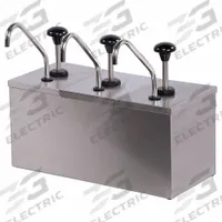 CARLISLE Insulated Topping Rail with Pumps: 3 Compartments, 1.25 fl oz Capacity, Silver, 386230IB. Key specifications — Includes: (3) Metal Pumps; Material: 18-8 Stainless; NSF Certified: No; Product Type: Insulated Topping Rail; Brand: CARLISLE; Manufacturer Part Number: 386230IB.