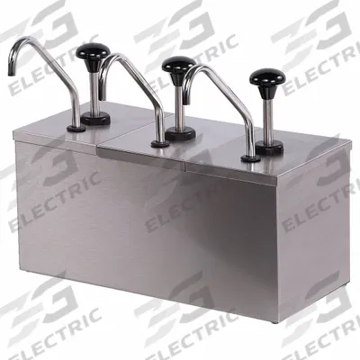 CARLISLE Insulated Topping Rail with Pumps: 3 Compartments, 1.25 fl oz Capacity - Condiment Pump Centers