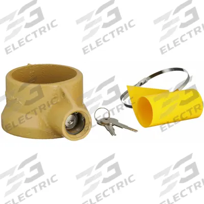 JENDYK King Pin Lock: Gold, Powder Coated, (2) Keys/Lock/Tie Strap/Yellow Flag - Kingpin Locks