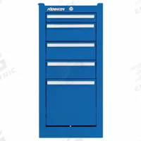 KENNEDY Side Cabinet: Blue, 5 Drawers, Keyed, 13 5/8 in W x 18 in D x 29 1/16 in H, K1800 (MPN 185XBL). Key specifications — Brand: KENNEDY; Drawer Color: Blue; Drawer Slide Type: Ball Bearing; Series: K1800; Locking System: Keyed.