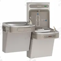 ELKAY Bi-Level Drinking Fountain with Bottle Filler: On-Wall, 8 gph @ 50°F, Touchless Sensor, Gray (MPN EZOTL8WSLK). Key specifications — Brand: ELKAY; Housing Material: Vinyl Clad Steel; Housing Finish: Granite; Chilling Capacity: 8 gph @ 50°F; Housing Color: Gray.
