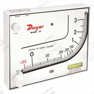 Dwyer Analog Manometer: Inclined Vertical, MARK II 25 - Stationary Analog Manometers