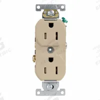 LEVITON Plugs and Receptacles: Duplex, 5-15, Ivory, 125V AC, 15 A, 2 Pole / 3 Wire (MPN TCR15-I)
