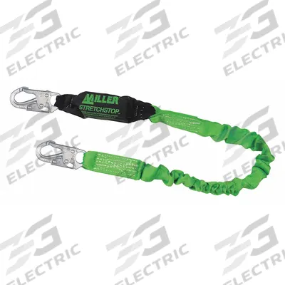 MILLER BY PIP Shock-Absorbing Lanyard: Shock Pack, Steel Snap Hook, Steel Snap Hook - General Fall Protection Shock-Absorbing Lanyards