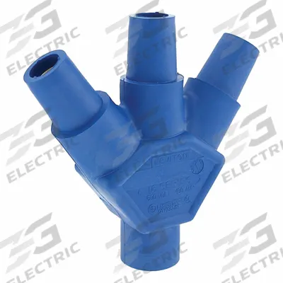 LEVITON 3-Fer: Male-Female-Female-Female, Blue, 600V AC, 400 A - 3-Fer Triple-Tap Tees