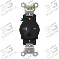 LEVITON Plugs and Receptacles: Single, 6-20, Black, 250V AC, 20 A, 2 Pole / 3 Wire (MPN T5461-E)