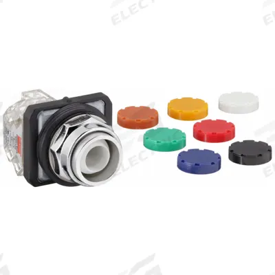 Dayton Flush Push Button Operator: Non-Illuminated, Flush Profile, Metallic, 30 mm - Flush-Mount Push Buttons