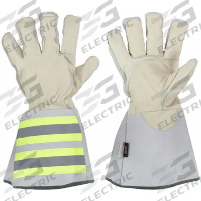 BDG Leather Gloves: XL ( 10 ), Premium, Work Glove, Cowhide, Wing Thumb, Gauntlet Cuff - High-Visibility Work Gloves
