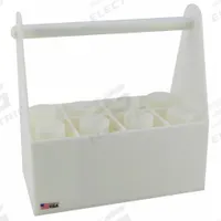Bottle Carrier: 14 3/8 in Overall Lg, 7 7/8 in Overall Wd, 15 1/4 in Overall Ht, HDPP, White (MPN 165054). Key specifications — Material: HDPP; Brand: DYNALON; Product Type: Bottle Carrier; For Use With: Carrying Bottles.