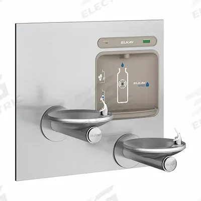 ELKAY Bi-Level Drinking Fountain with Bottle Filler: On-Wall, Non-Refrigerated - On-Wall Two-Level Drinking Fountains with Bottle Fillers
