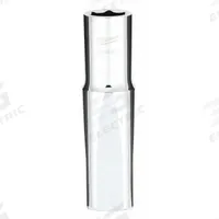 MILWAUKEE Deep Well Socket: Metric, 1/2 in Drive Size, 13 mm Socket Size, 6-Point, Deep, Chrome (MPN 45-34-9137). Key specifications — attr1204417: MILWAUKEE; attr1204392: Chrome.