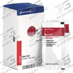 FIRST AID ONLY Topical Burn Gel: Lidocaine HCl, 0.123 oz Size, 6 PK (MPN FAE-7006). Key specifications — Manufacturer Part Number: FAE-7006; Concentration: Lidocaine HCl: 2%; Brand: FIRST AID ONLY; Purpose: Burn Relief; Format: Gel; Product Type: Topical Burn Relief; Unitized: Unitized; Unit Package Type: Packets.