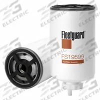 FLEETGUARD Fuel Filter: Spin-On, 6 1/8 in Overall Lg, 3 in Outside Dia, M16-1.50 Thread Size, Diesel (MPN FS19599). Key specifications — Brand: FLEETGUARD; Media Material: Cellulose; Compatible Vehicle Type: Trucks; Compatible Vehicle Make: Mercedes-Benz.