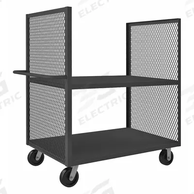 APPROVED VENDOR Stock Truck: 2,000 lb, Flush Lip, 31 in L x 55 in W x 58 in H Overall Dim. - Dual-Side-Access Mesh-Wall Stock Trucks