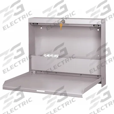 WALLWRITE Folding Wall Mount Desk: Locking, Light Gray, 15 1/4 in Open Dp - Fold-Out Wall-Mounted Desks