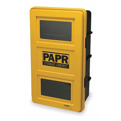ALLEGRO Wall Case: Cabinet, Plastic, Black/Yellow, Shelf - SCBA Storage