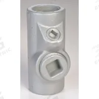 Sealing Fitting - Vertical and Horizontal: Aluminum, 2 1/2 in Trade Size, Female (MPN EYF-250AL). Key specifications — Brand: APPLETON ELECTRIC; Finish: Powder Coated; Connection Type: Threaded; Thread Gender: Female; Ends - Hazardous Fittings: 2-1/2 in FNPY x 2-1/2 in FNPT; Material: Aluminum; Hazardous Location Rating: Class II, Division 1 and 2, Groups E, F, G; Thread Type: NPT.
