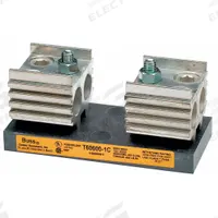 BUSSMANN Fuse Block: Open Block Design, 1 Pole, 600 V AC, Box Lug, Non-Indicating (MPN T60600-1C). Key specifications — Brand: BUSSMANN.