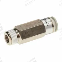 SMC Pneumatic Check Valve: Male Connector, NBR, Aluminum Alloy (Valve)/PBT (Body)/Spacer (Brass) (MPN AKH12B-03S). Key specifications — attr291949: 12 mm Tubing; attr291950: 3/8 in BSPT; attr291957: NBR, Aluminum Alloy (Valve); PBT (Body); Spacer (Brass); attr294749: SMC.